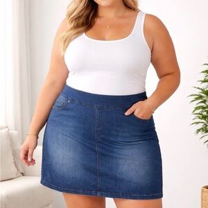 S.C. & Co Denim Skirt XXL Pull On Stretch Blue Jean Mini Casual Plus Size NWT